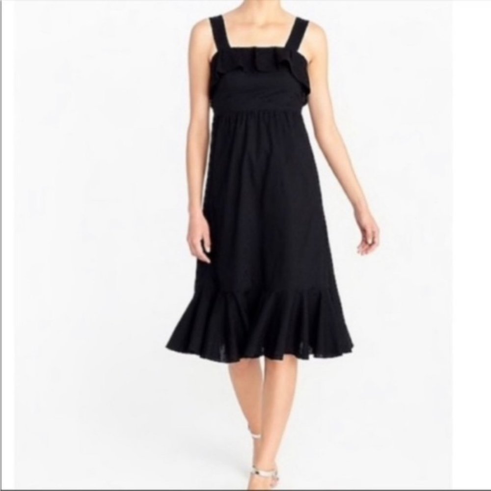 J. Crew Dresses J Crew Black Cotton Swiss Dot Midi Sundress Black